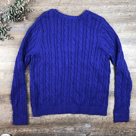 Land’s End NWT Purple Cable Knit Sweater - Picture 2 of 5